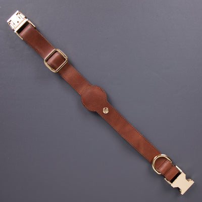 Charlotte Handcrafted Calfskin Leather Dog Collar - Compatible with AirTag 