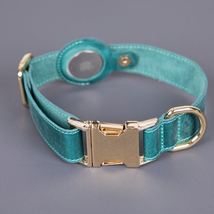 Charlotte Handcrafted Calfskin Leather Dog Collar - Compatible with AirTag 