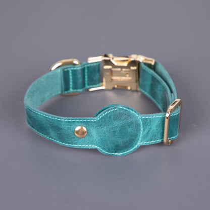 Charlotte Handcrafted Calfskin Leather Dog Collar - Compatible with AirTag 