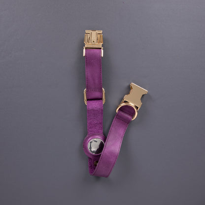 Charlotte Handcrafted Calfskin Leather Dog Collar - Compatible with AirTag 