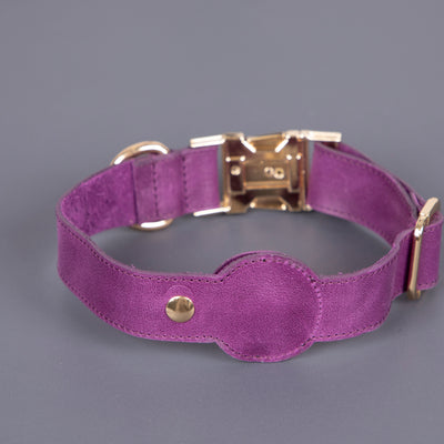 Charlotte Handcrafted Calfskin Leather Dog Collar - Compatible with AirTag 