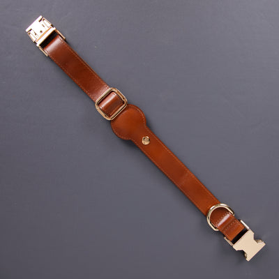 Charlotte Handcrafted Calfskin Leather Dog Collar - Compatible with AirTag 