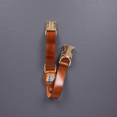 Charlotte Handcrafted Calfskin Leather Dog Collar - Compatible with AirTag 