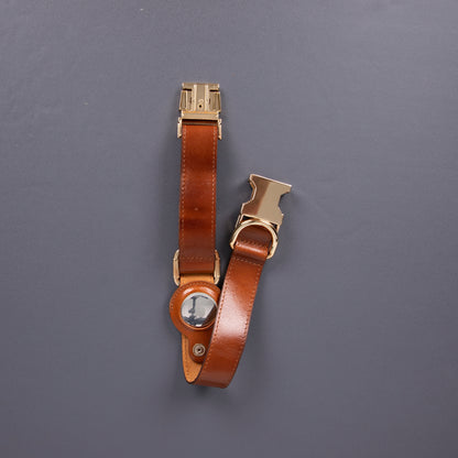 Charlotte Handcrafted Calfskin Leather Dog Collar - Compatible with AirTag 