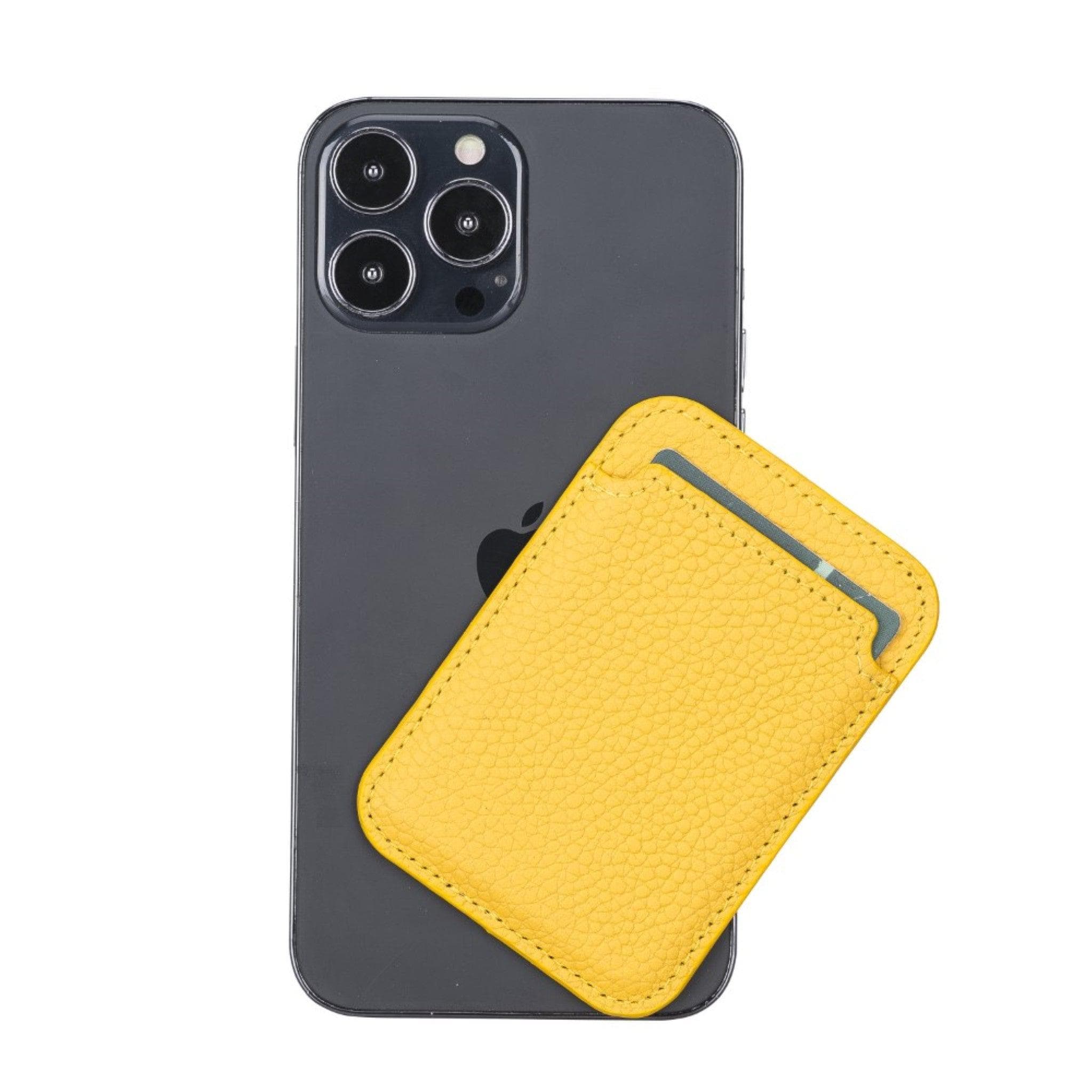 Maggy Leather Magnetic Card Holder - TORONATA - color_ Yellow