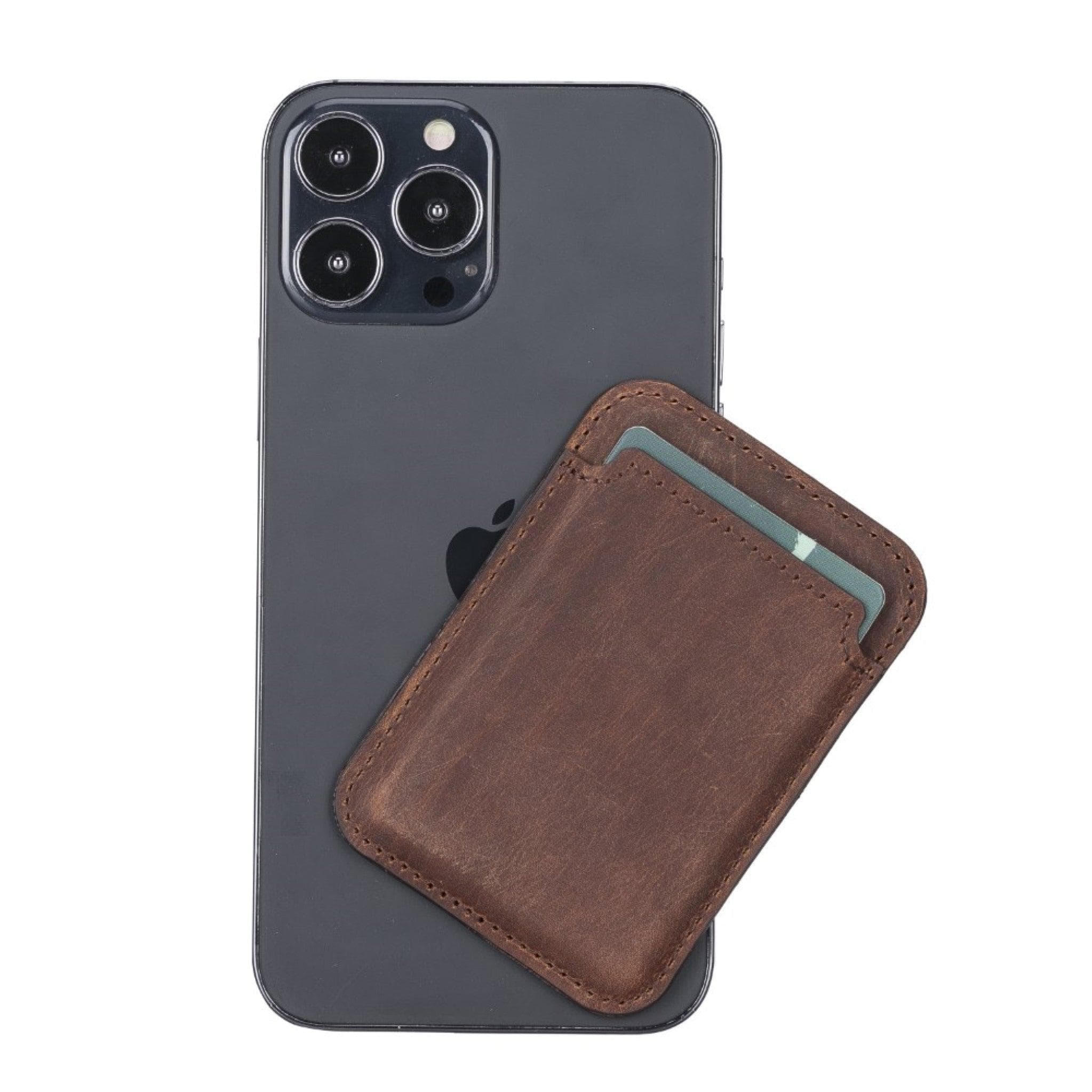 Maggy Leather Magnetic Card Holder - TORONATA - color_ Saddle Brown