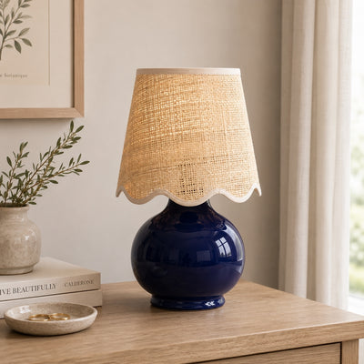 Benton Handmade Ceramic Table Lamp with Cotton Shade