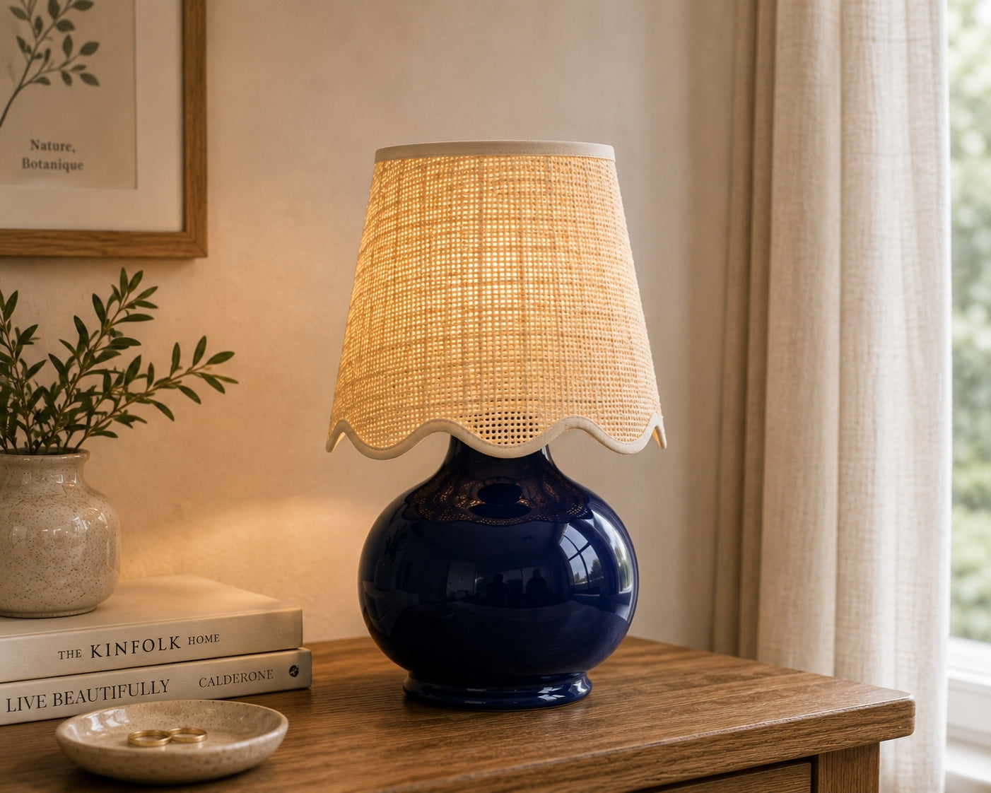 Benton Handmade Ceramic Table Lamp with Cotton Shade