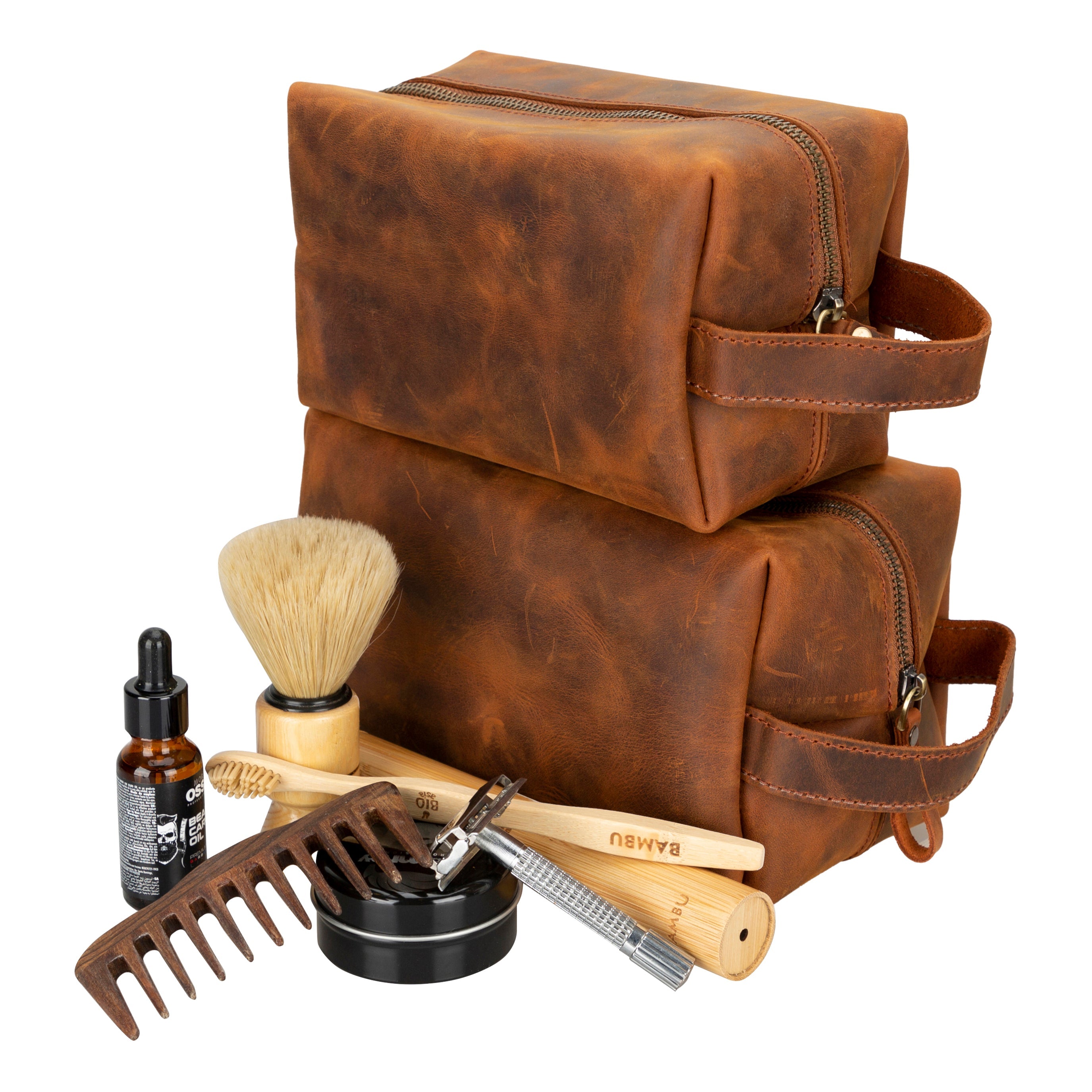 Eve Leather Dopp Kit, X Large - TORONATA - color_ Dark Orange