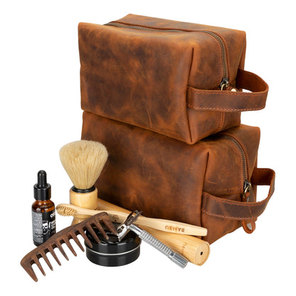 Eve Leather Dopp Kit, X Large - TORONATA - color_ Dark Orange