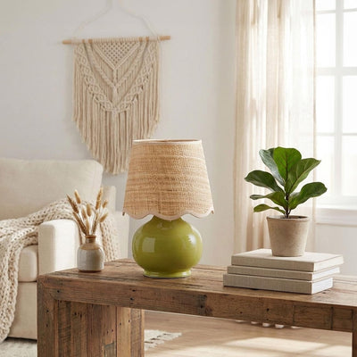 Benton Handmade Ceramic Table Lamp with Cotton Shade