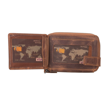 powell handmade unisex leather wallet with zippered compartment - toronata - 