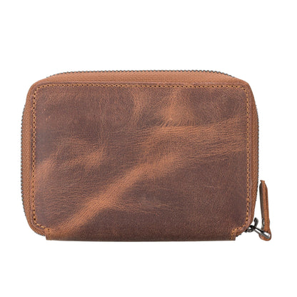 powell handmade unisex leather wallet with zippered compartment - toronata - 