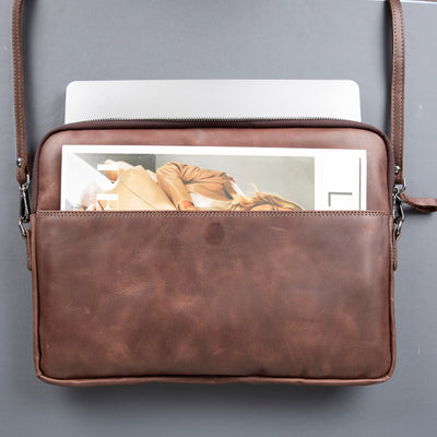 Seward Leather Laptop Bag with Shoulder Strap - MacBook Sleeve 14" & 16" 