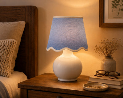 Benton Handmade Ceramic Table Lamp with Cotton Shade