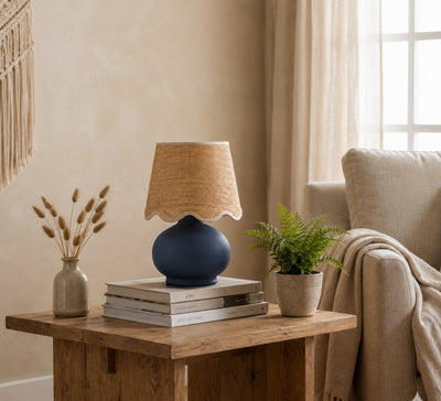 Benton Handmade Ceramic Table Lamp with Cotton Shade