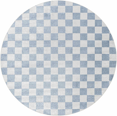 Brone Blue Checkered Washable Rug