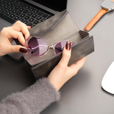 triangle leather cases for eyeglass or sunglasses - toronata - 