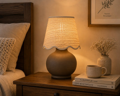 Benton Handmade Ceramic Table Lamp with Cotton Shade