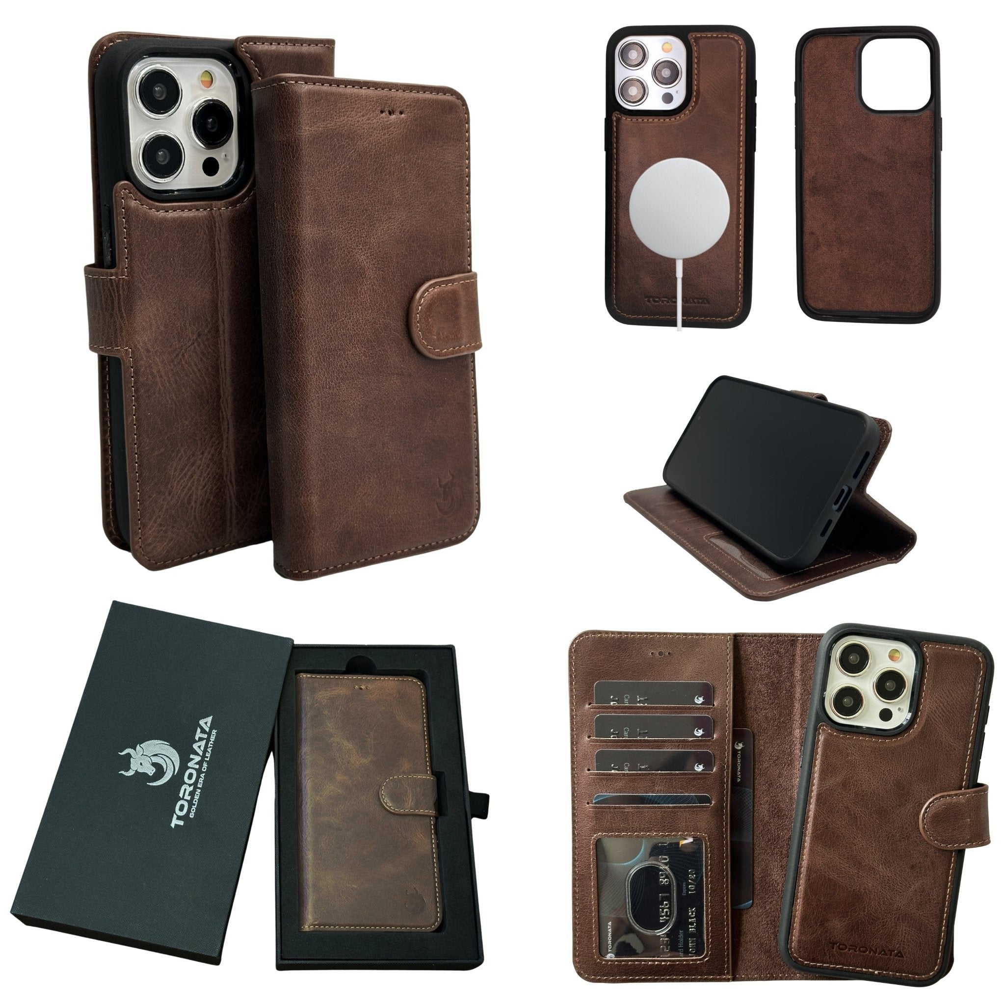 Vegas iPhone 15 Pro Max Wallet Case | MagSafe-Dark Brown---TORONATA