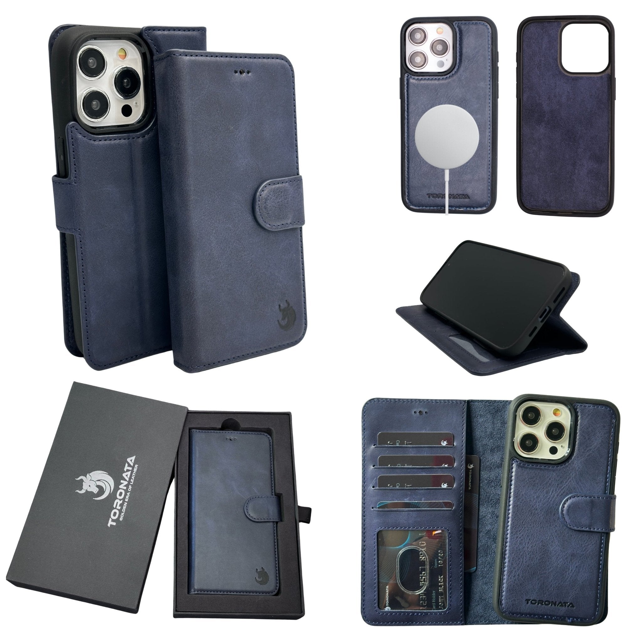 Vegas iPhone 15 Pro Wallet Case | MagSafe-Dark Blue---TORONATA