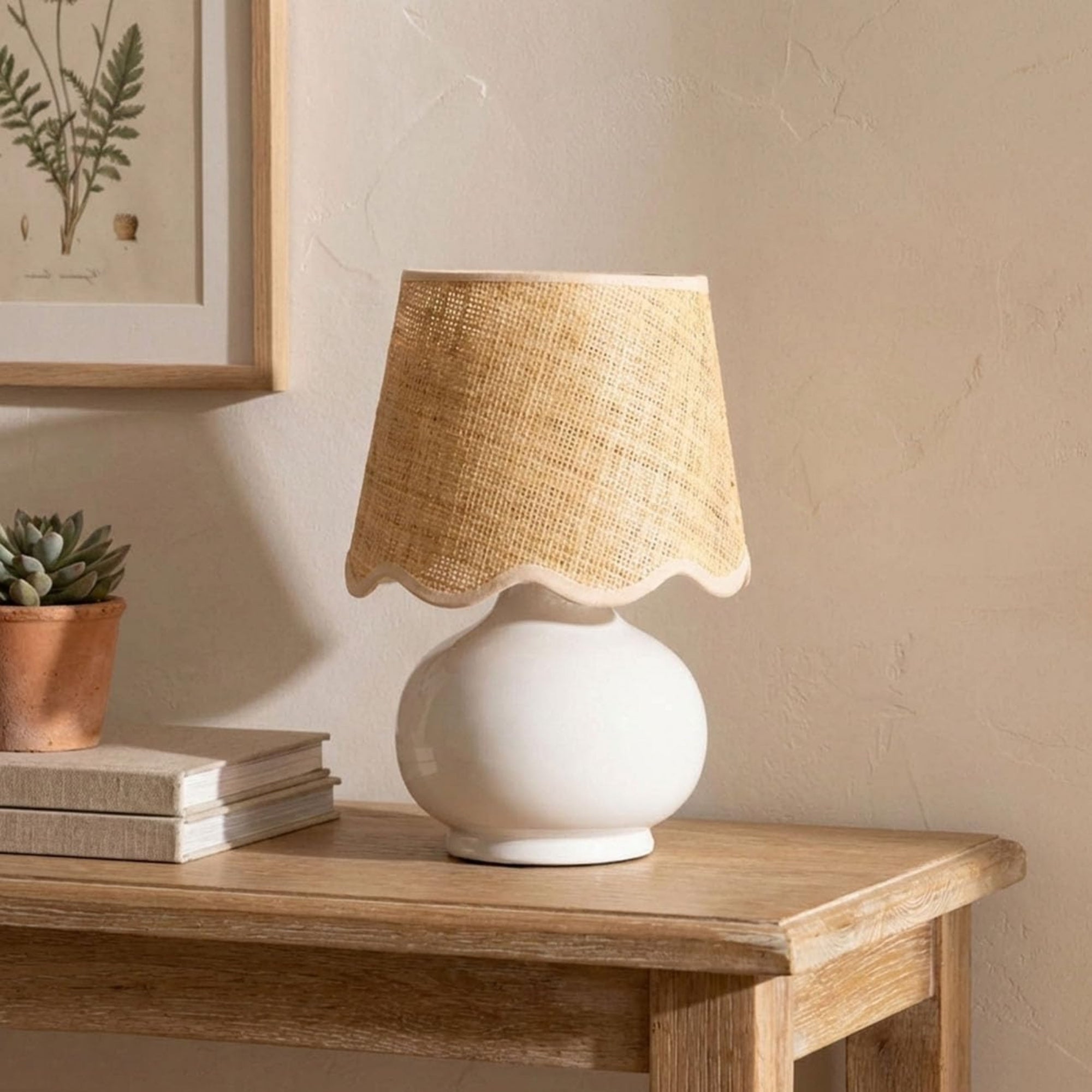 Benton Handmade Ceramic Table Lamp with Cotton Shade