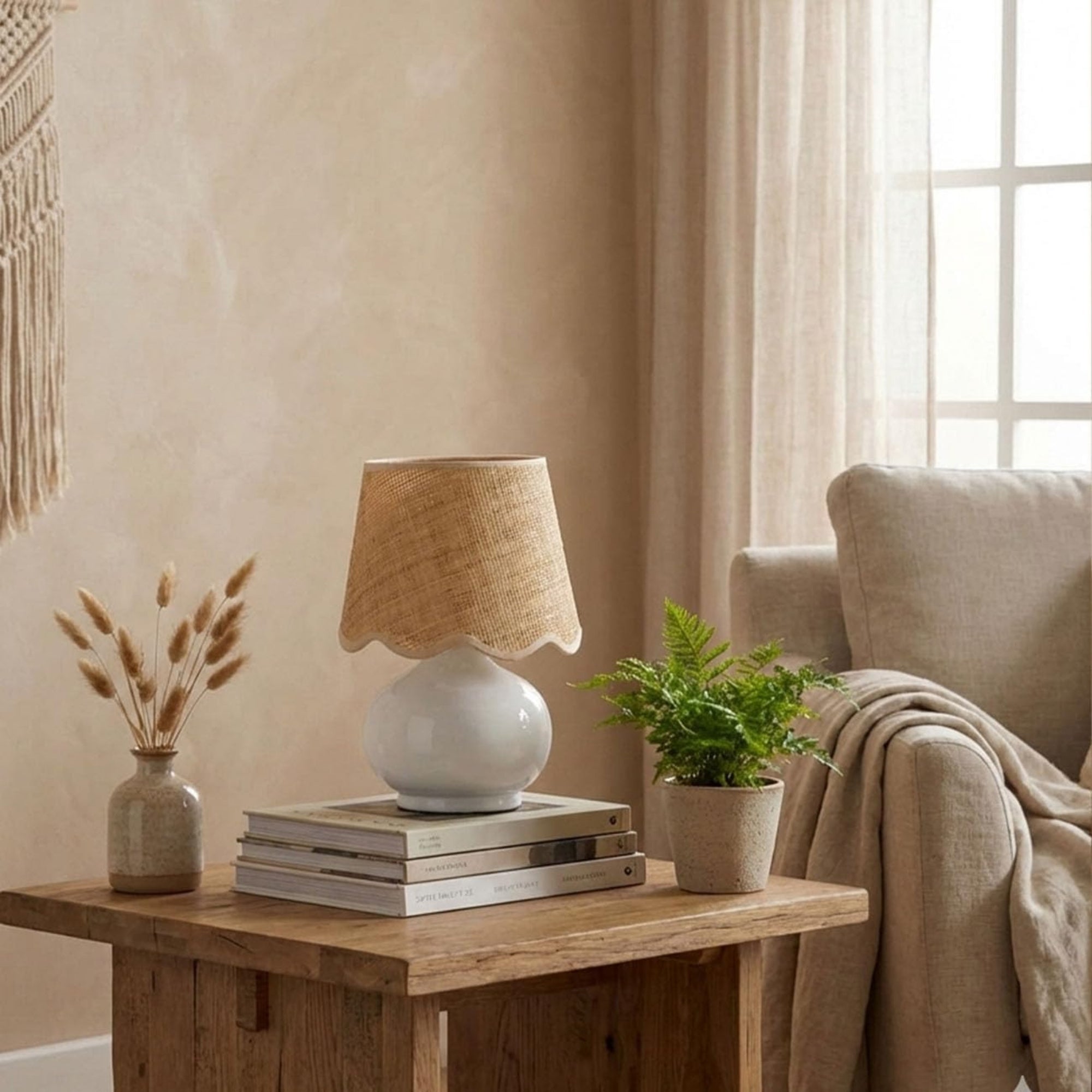 Benton Handmade Ceramic Table Lamp with Cotton Shade