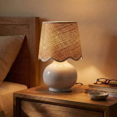 Benton Handmade Ceramic Table Lamp with Cotton Shade