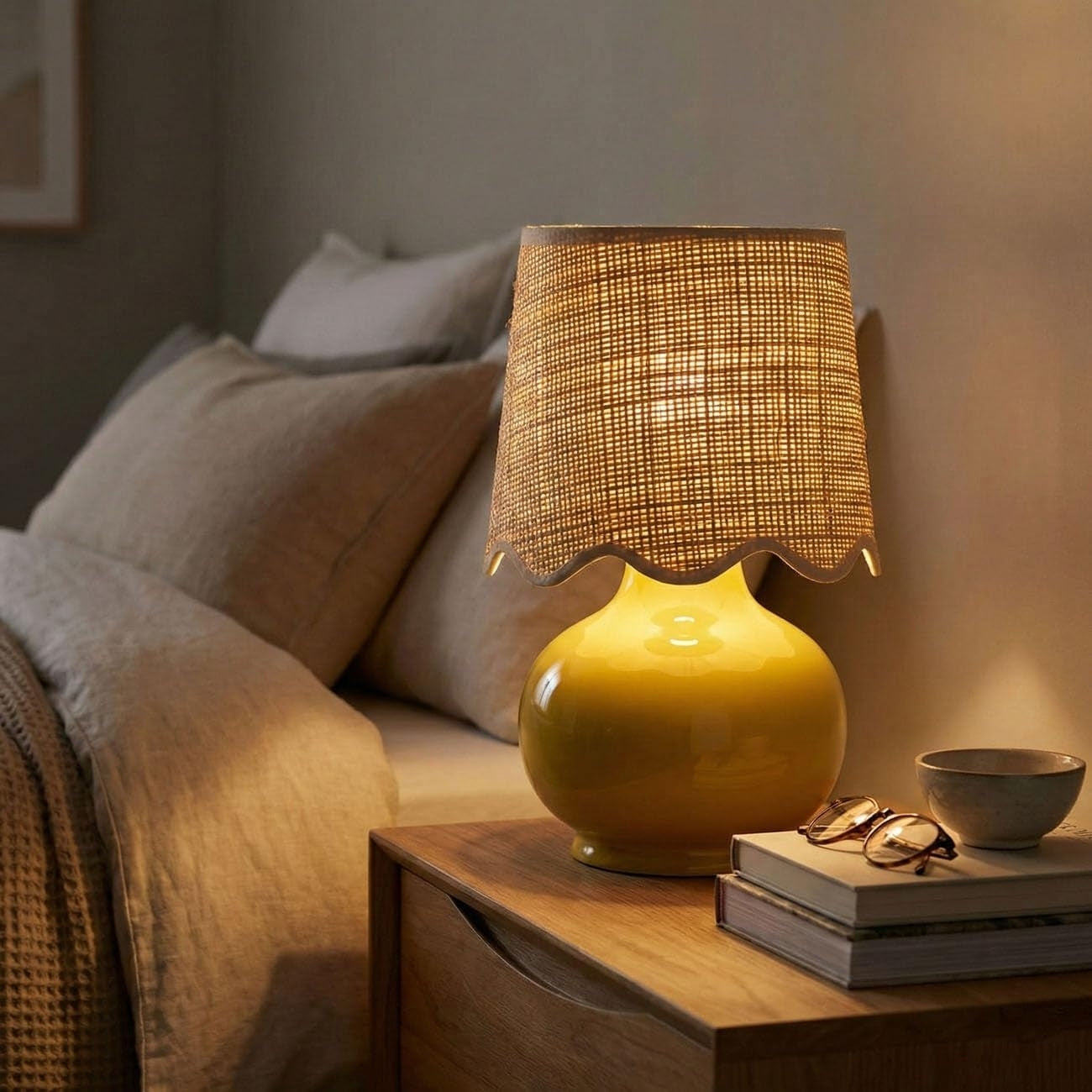 Benton Handmade Ceramic Table Lamp with Cotton Shade