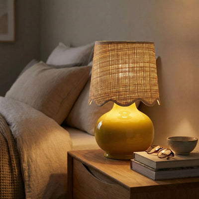 Benton Handmade Ceramic Table Lamp with Cotton Shade