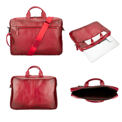 n macbook leather sleeve and bag - 14 ınches - red - toronata