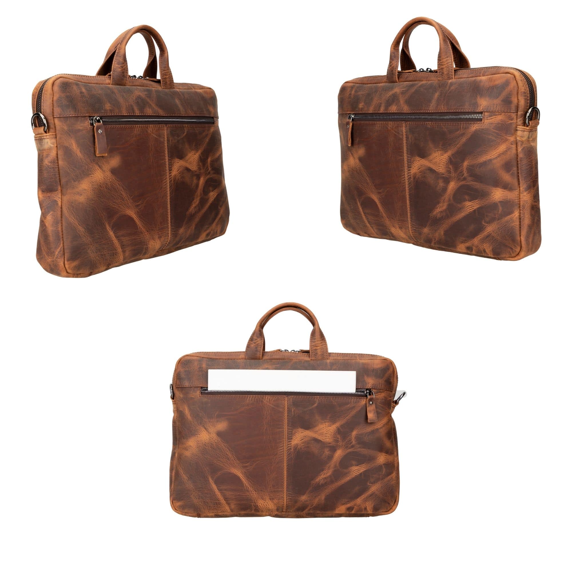 Afton MacBook Leather Sleeve and Bag - 14 Inches - Antic Brown - TORONATA