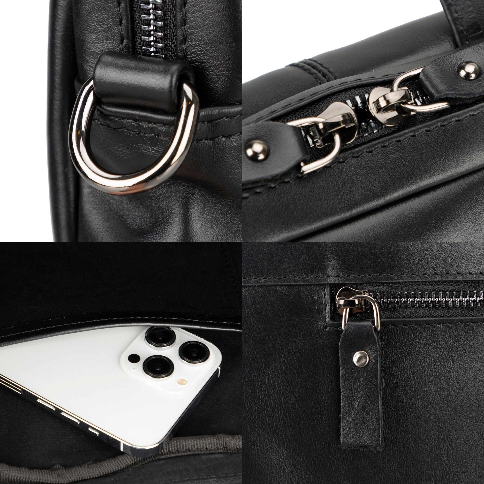 Afton MacBook Leather Sleeve and Bag - 14 Inches - Black - TORONATA