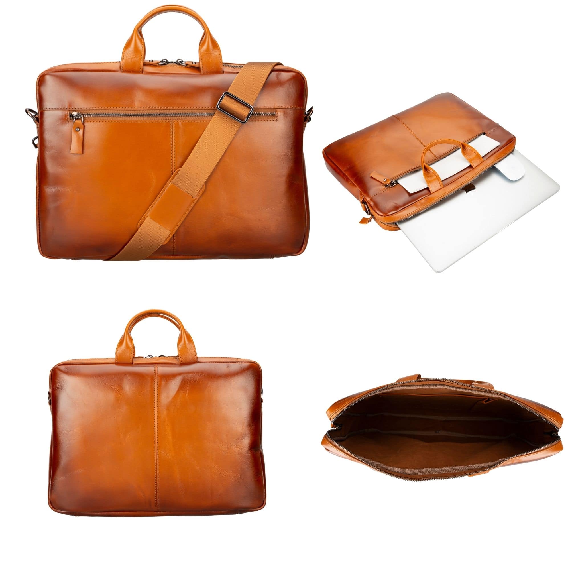 Afton MacBook Leather Sleeve and Bag - 14 Inches - Tan - TORONATA