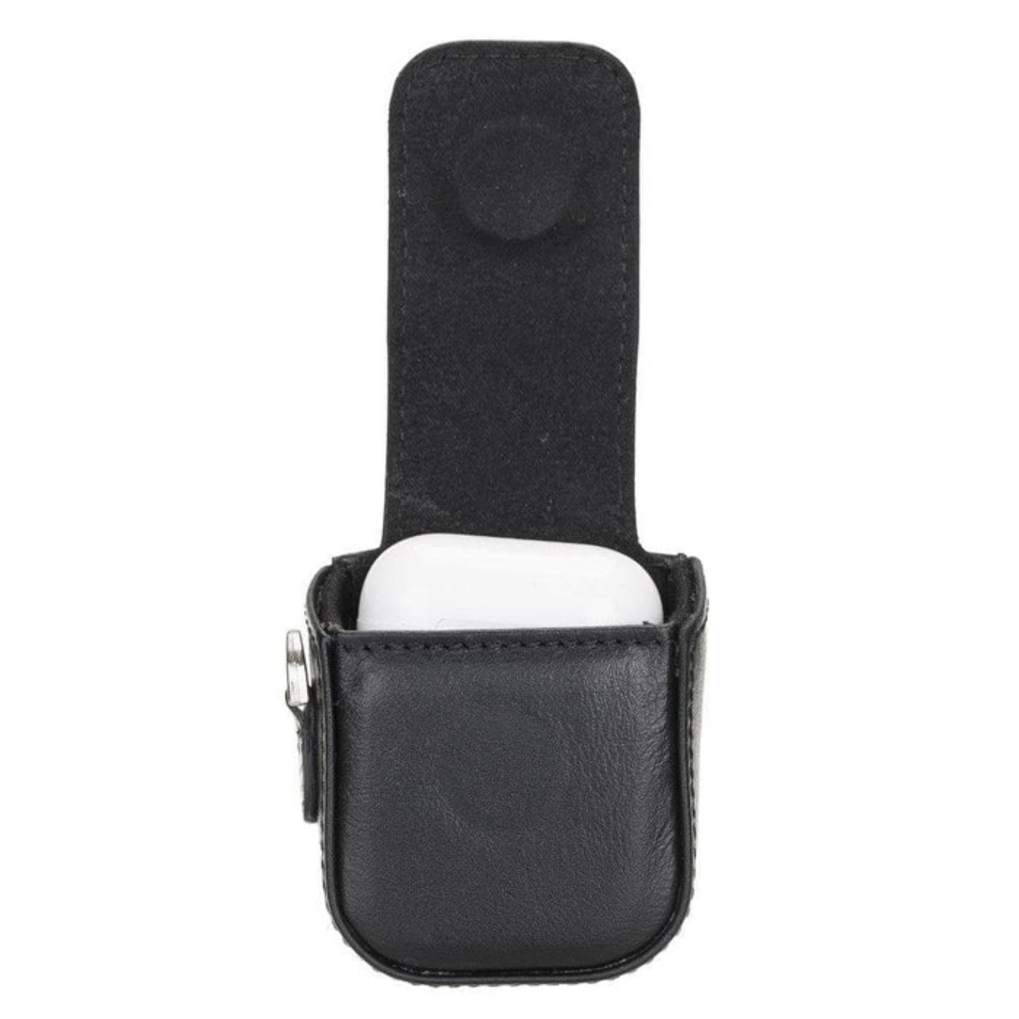 aurora luxury leather airpods case with attached wrist strap - toronata - 