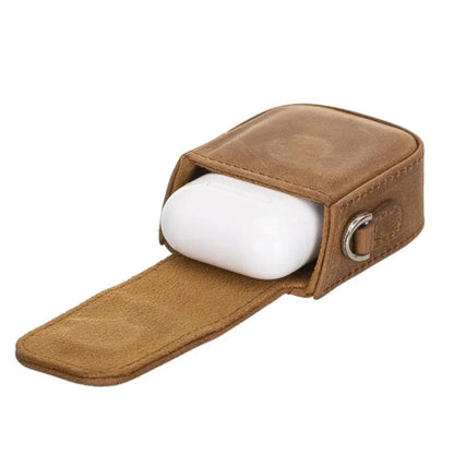 aurora luxury leather airpods case with attached wrist strap - toronata - 
