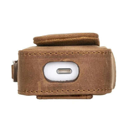 aurora luxury leather airpods case with attached wrist strap - toronata - 