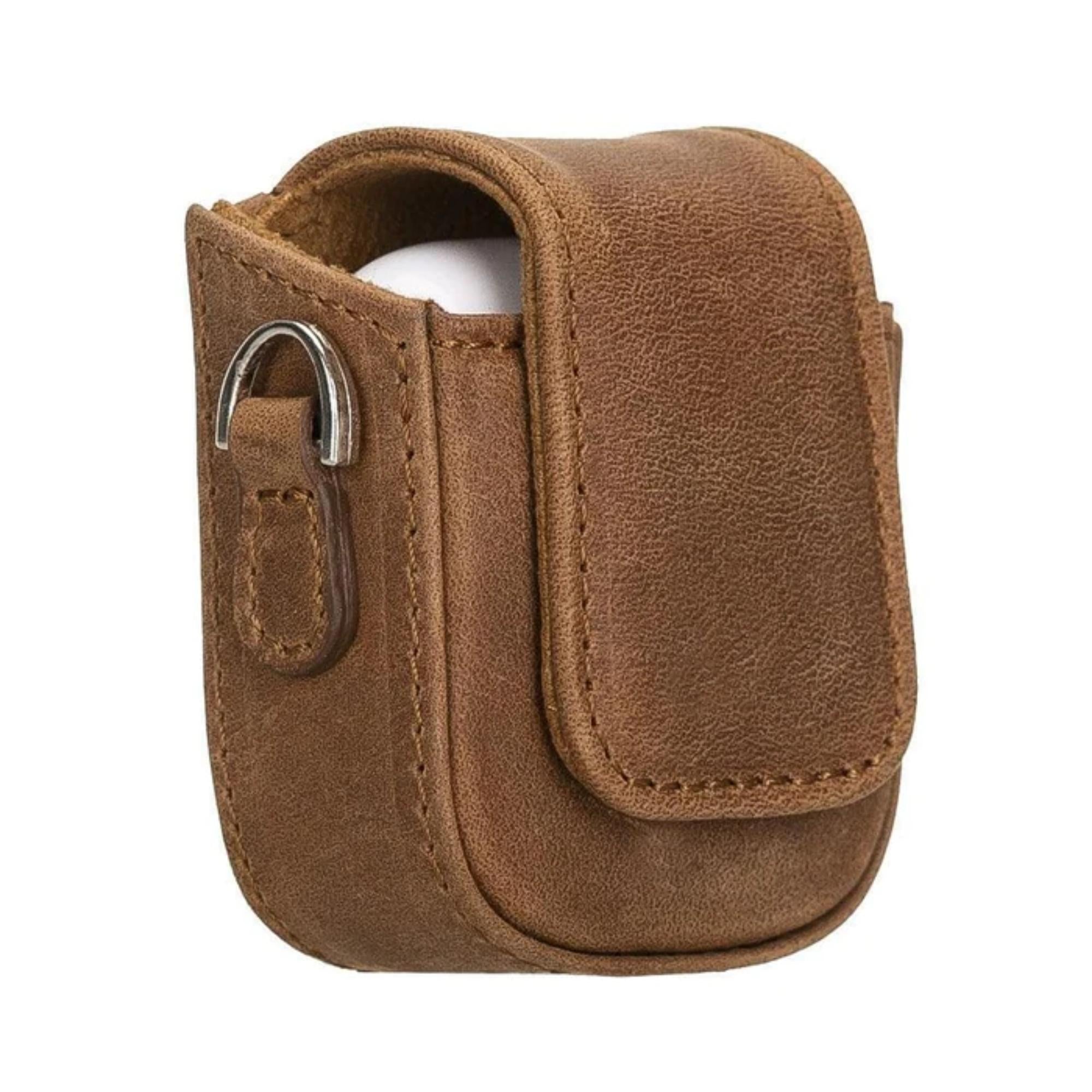 Aurora Luxury Leather AirPods Case with Attached Wrist Strap-Brown-AirPods 3-2-1 Generation--TORONATA