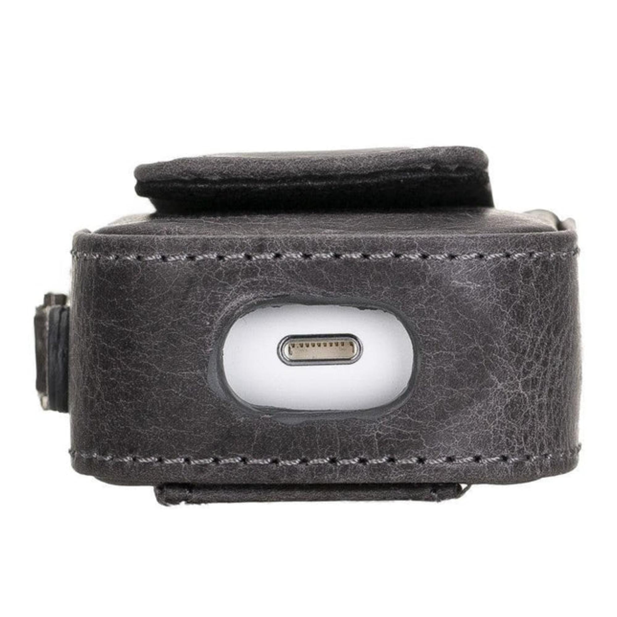 aurora luxury leather airpods case with attached wrist strap - toronata - 