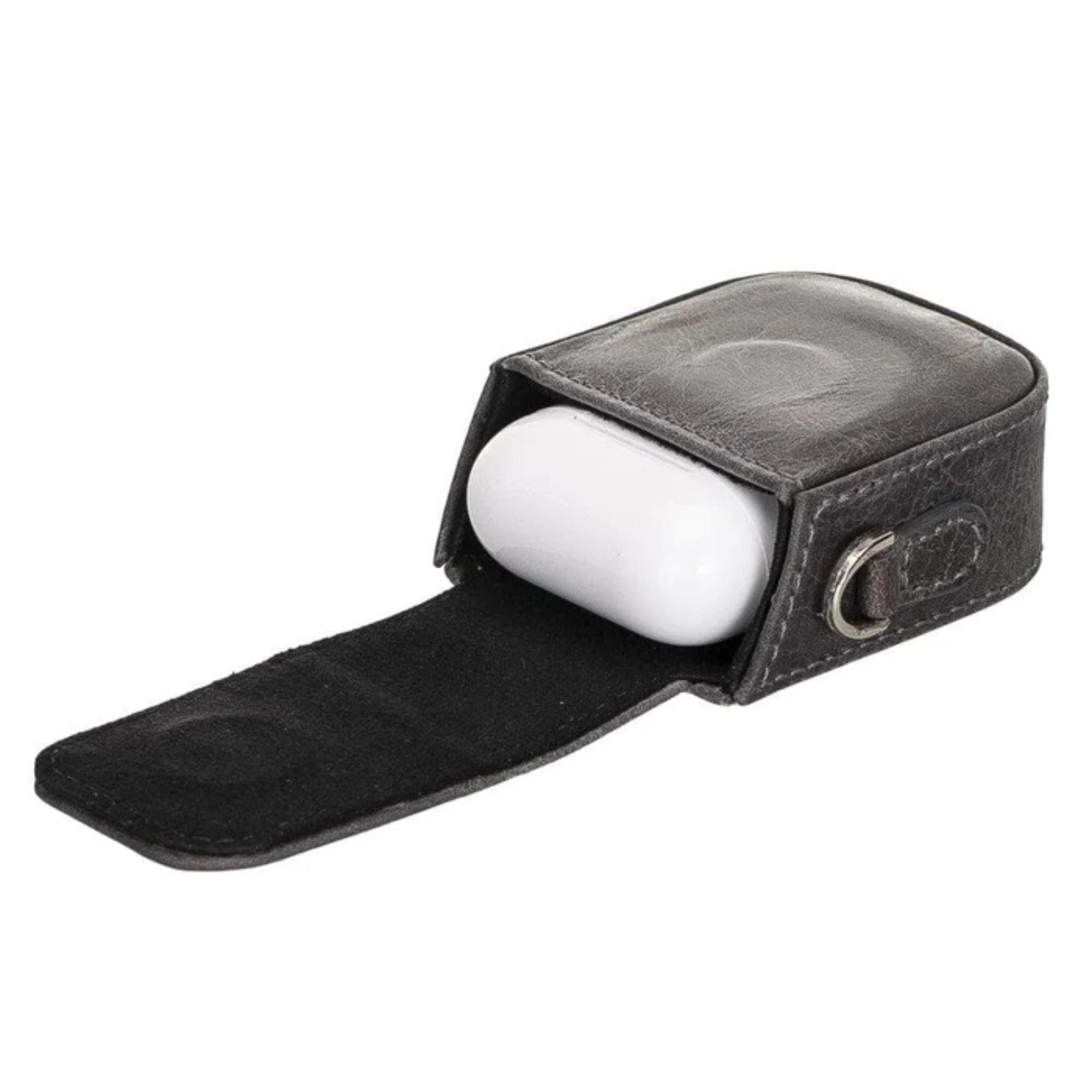 aurora luxury leather airpods case with attached wrist strap - toronata - 