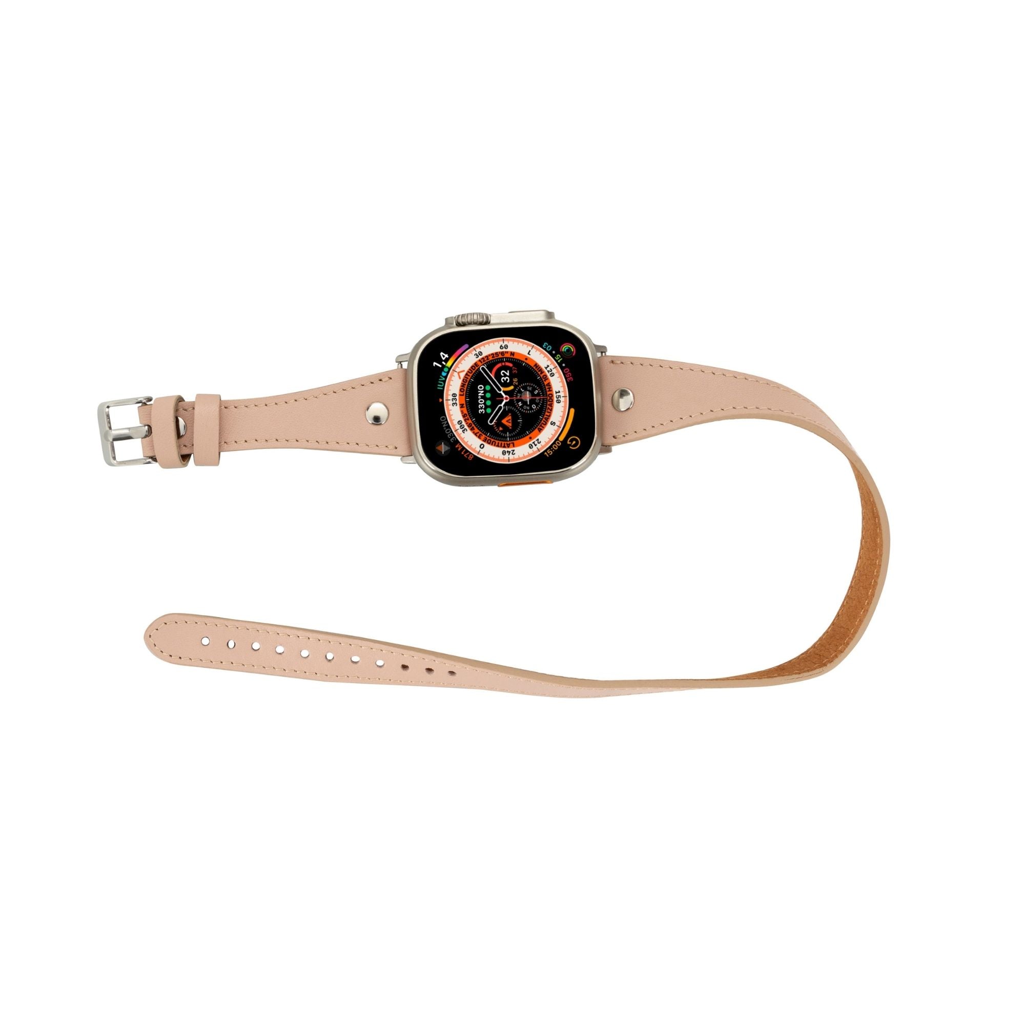 basin double tour leather bands for apple watch 9, ultra 2 and setoronata - 