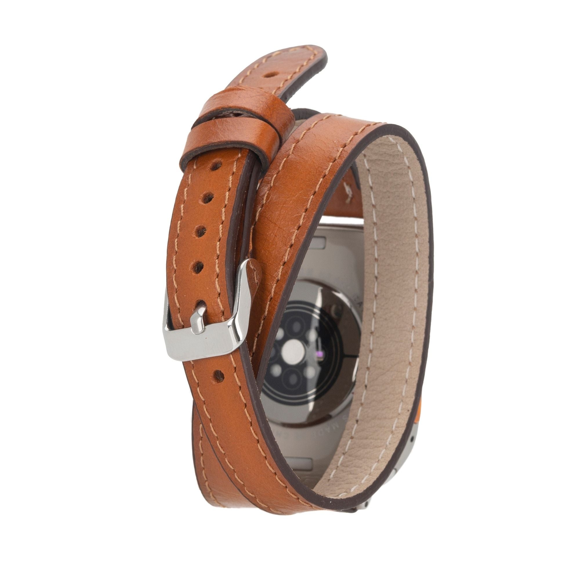 basin double tour leather bands for apple watch 9, ultra 2 and setoronata - #color_tan