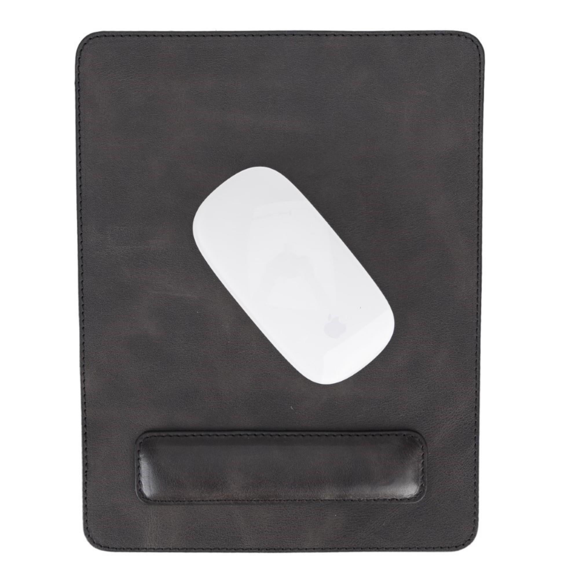 Boulder Full-Grain Leather Mouse Pad with Hand Support-Black---TORONATA