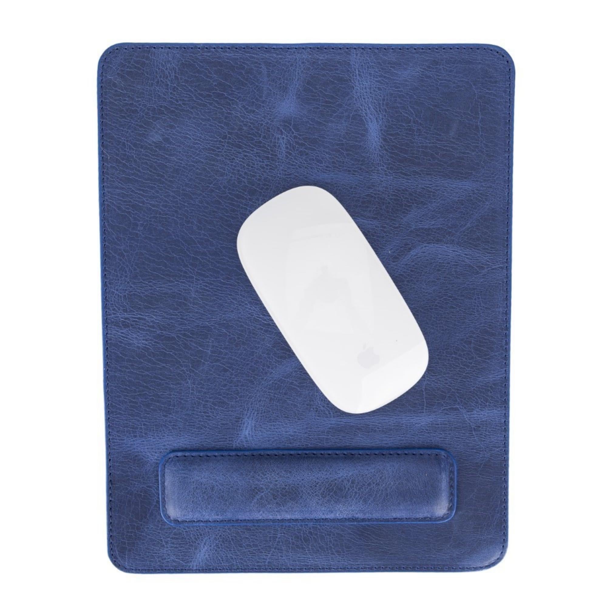 Boulder Full-Grain Leather Mouse Pad with Hand Support-Blue---TORONATA