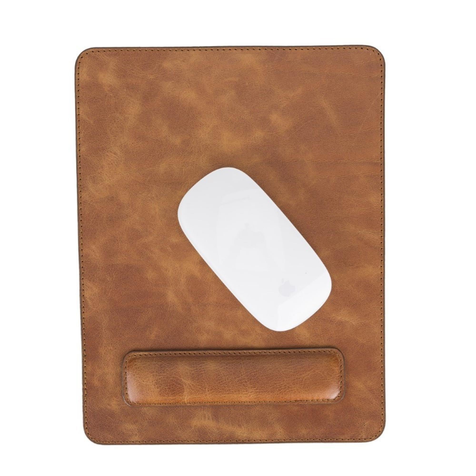 Boulder Full-Grain Leather Mouse Pad with Hand Support-Light Brown---TORONATA