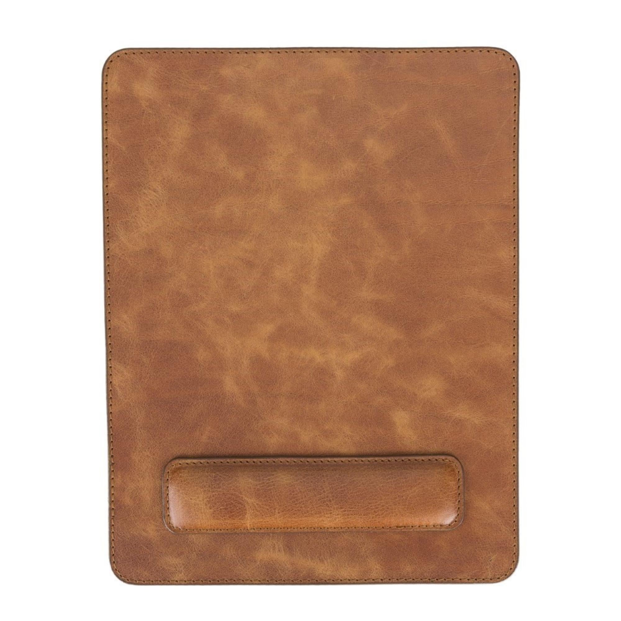 Boulder Full-Grain Leather Mouse Pad with Hand Support-Light Brown---TORONATA