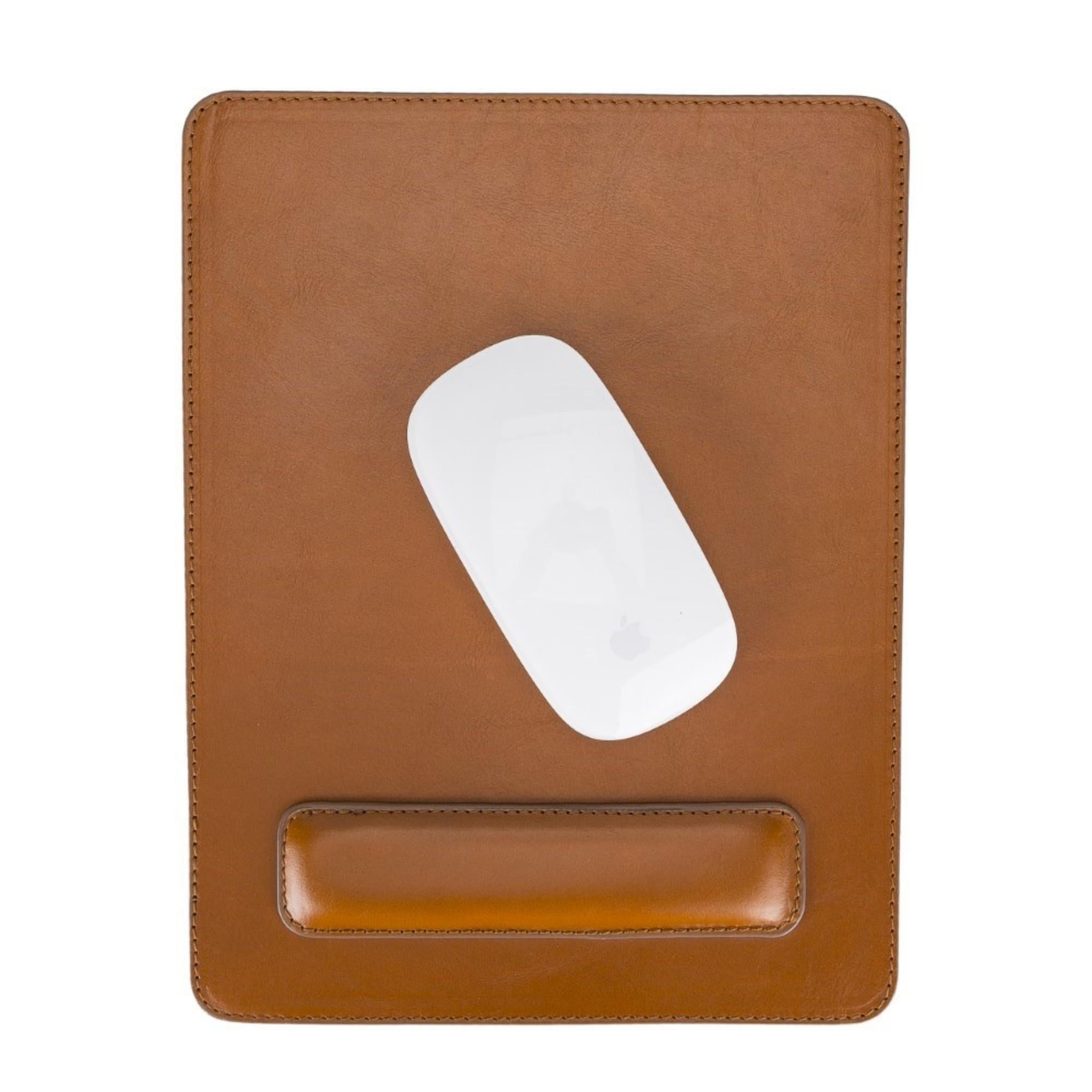 Boulder Full-Grain Leather Mouse Pad with Hand Support-Tan---TORONATA