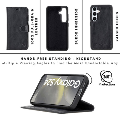 Buffalo Leather Samsung Galaxy S24 Plus Wallet with Detachable Case - TORONATA - 