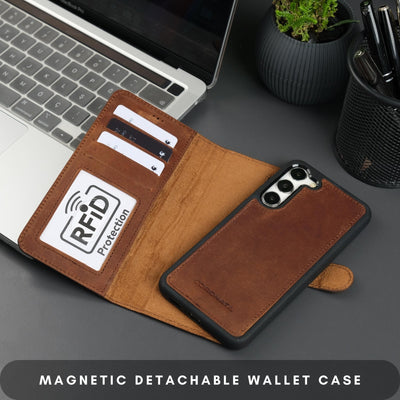 Buffalo Leather Samsung Galaxy S24 Plus Wallet with Detachable Case - TORONATA - 