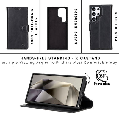 Buffalo Leather Samsung Galaxy S24 Ultra Wallet with Detachable Case - TORONATA - 